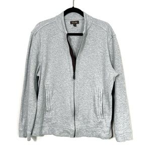 TASSO ELBA Gray Cotton Knit Full Zip Up Cardigan Sweater with Pockets size Large